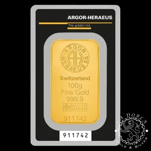 Lingote 100 g de Oro - ARGOR-HERAEUS_anverso