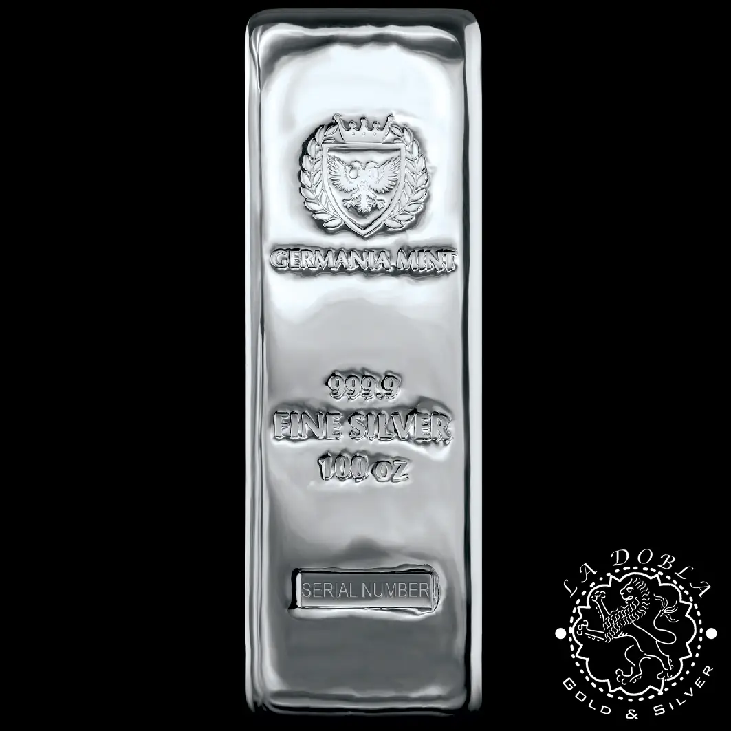 Lingote 100 oz de Plata - GERMANIA MINT_anverso