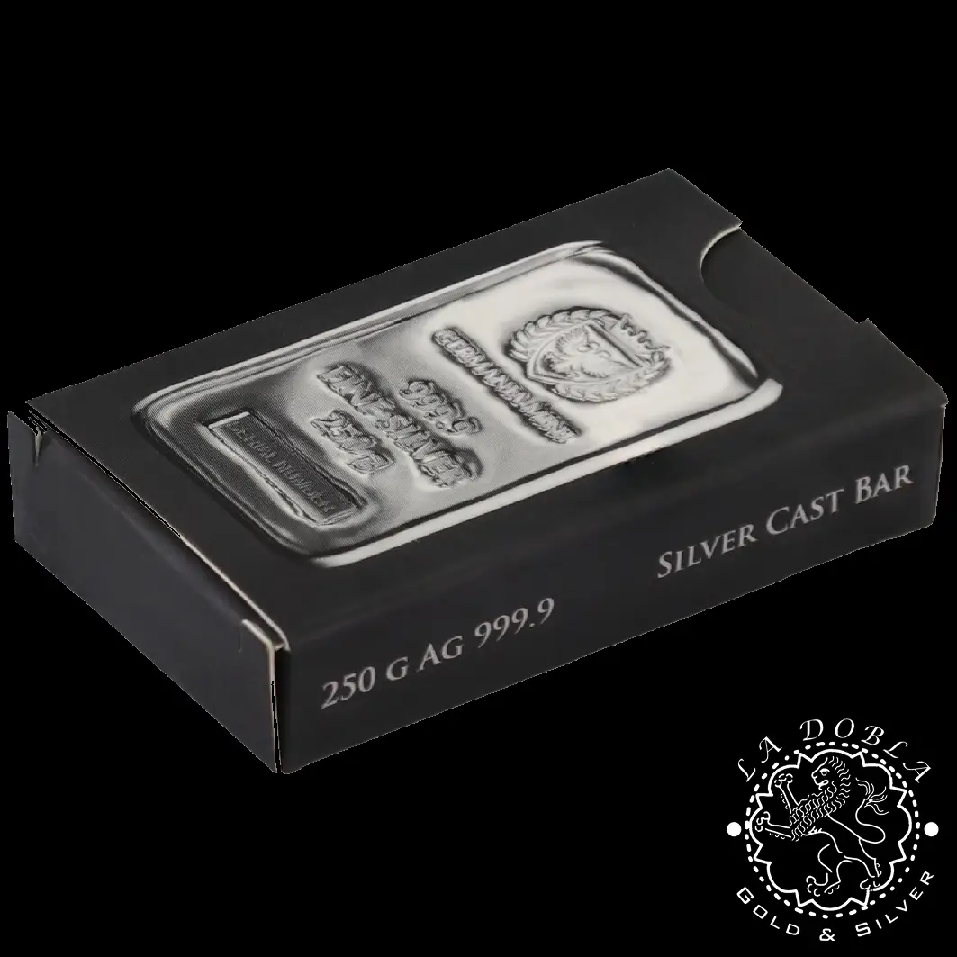 Lingote 250 g de Plata - GERMANIA MINT_anverso empaquetado