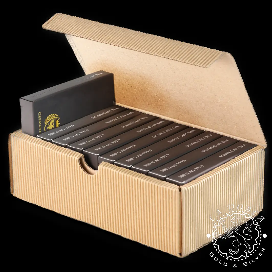 Lingote 500 g de Plata - GERMANIA MINT_caja 10 abierta