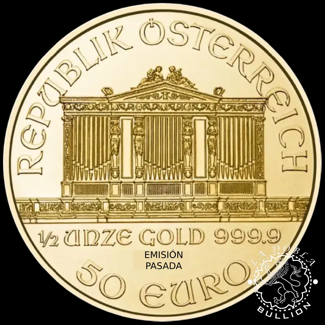Moneda de oro Filarmónica 1-2 oz BU - Austria_EMISION PASADA_anverso