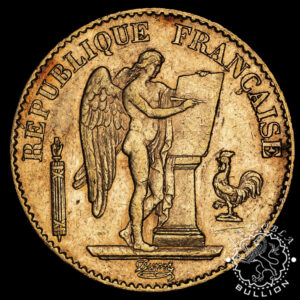 Moneda de Oro 20 Francos Franceses Angel (Genio) – Francia – 1871 a 1898 - Anverso