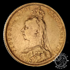 Moneda de Oro Soberano Reina Victoria - 1887 a 1893 - Anverso