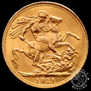 Moneda de Oro Soberano Jorge V - Reino Unido - 1911 a 1932 - Reverso