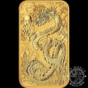 Lingote-Moneda de Oro Dragón Rectangular 1oz BU - Australia - 2024 - Anverso