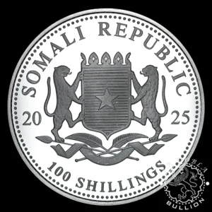Moneda de Plata Elefante 1 oz BU – Somalia – 2025 - Reverso