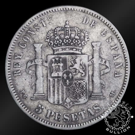 Moneda de Plata de 5 Pesetas Circulada – España – 1878 – 1898
