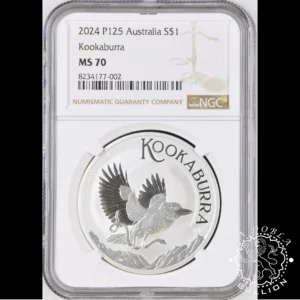 Moneda de Plata Kookaburra 1 oz BU - Australia - 2024 - Encapsulada por NGC - MS70 - Reverso