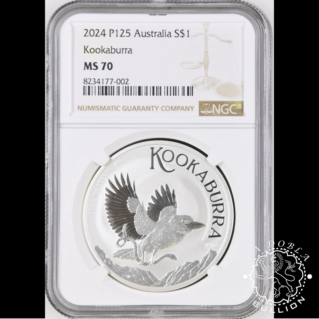 Moneda de Plata Kookaburra 1 oz BU - Australia - 2024 - Encapsulada por NGC - MS70 - Reverso