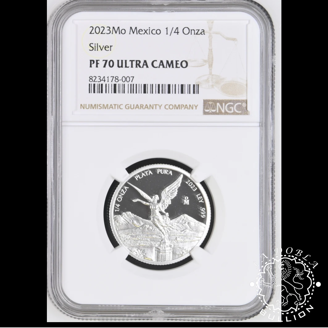 Moneda de Plata Libertad Cuarto oz Proof - México - 2023 - Encapsulada por NGC - PF70