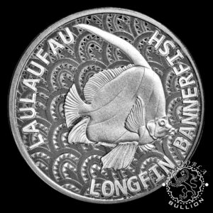 Moneda de Plata Pez Coral (Longfin Bannerfish, Laulaufau) 1 oz BU - Tokelau - 2024 - Reverso