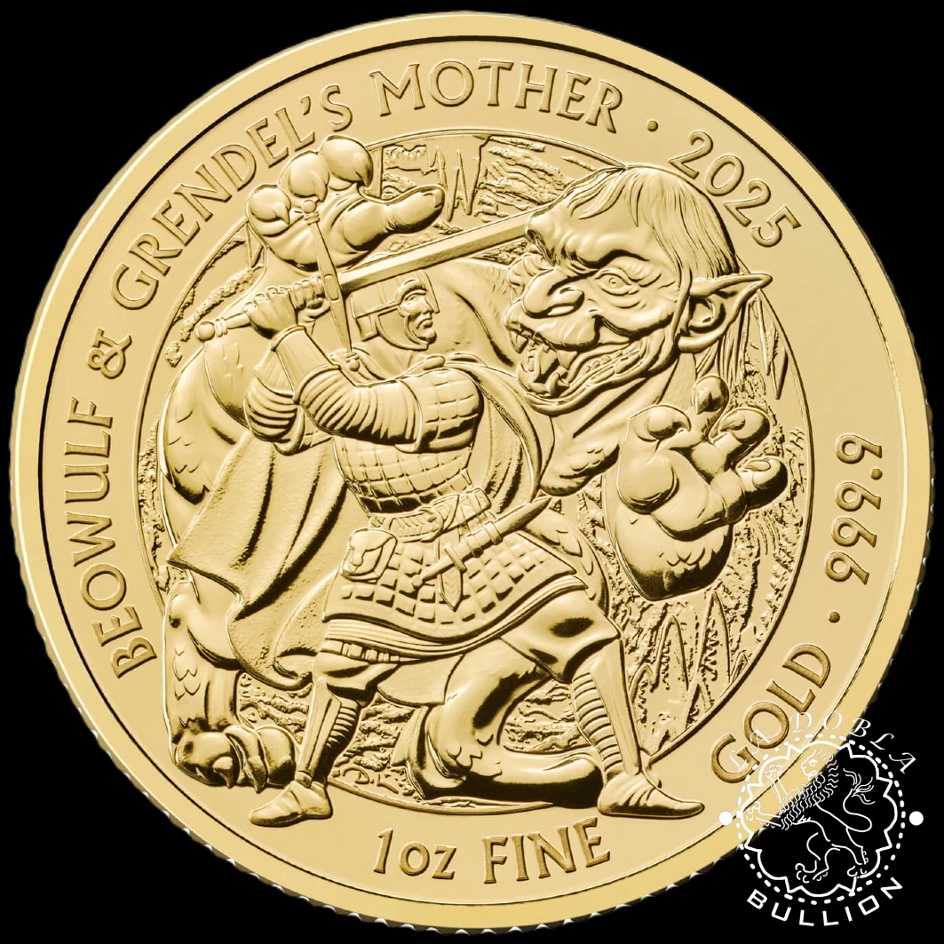 Moneda de Oro Myths & Legends Beowulf & Grendel's Mother 1 Oz BU - Reino Unido - 2025 - Reverso