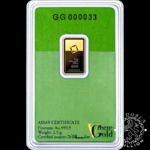 Lingote de Oro 2.5 g Green Gold - VALCAMBI - Reverso