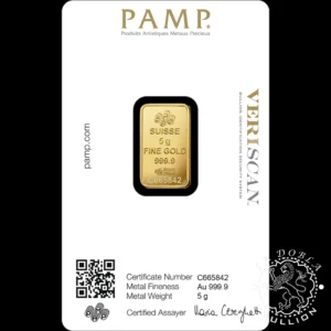 Lingote de Oro Lady Fortuna 5 g - PAMP - Reverso
