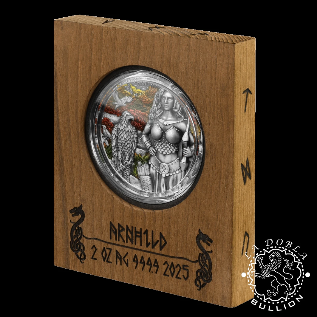 Moneda de Plata Valkyries Arnhild 2 oz Altorrelieve - Germania - 2025 - Estuche