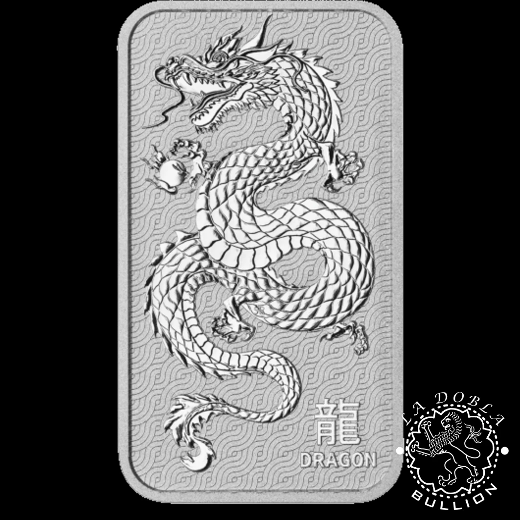 Lingote de Plata Lunar Dragon 1oz BU - Australia - 2025 - Reverso