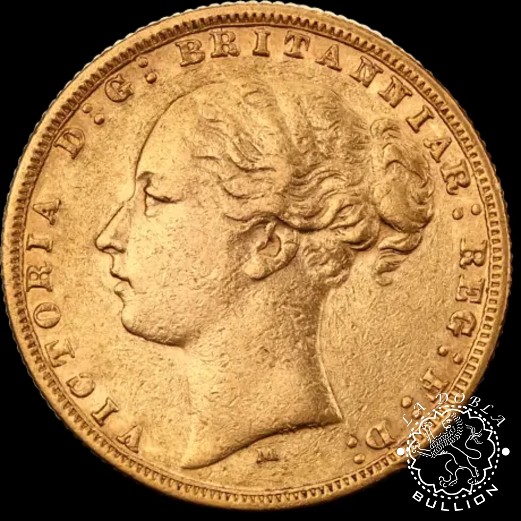 Moneda de Oro Soberano Reina Victoria - Reino Unido - 1871 a 1887 - Reverso
