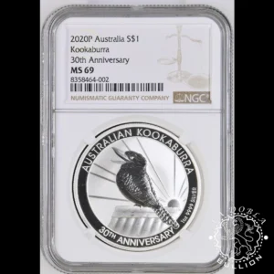 Moneda de Plata Kookaburra 1 oz BU - Australia - 2020 - NGC MS69