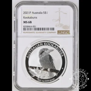Moneda de Plata Kookaburra 1 oz BU - Australia - 2021 - NGC MS68