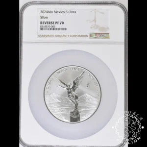 Moneda de Plata Libertad 5 oz Reverse Proof - México - 2024 - NGC PF70 - Cápsula