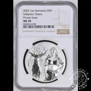 Moneda de Plata Valkyries Ostara 1 oz BU – Germania – 2023 - NGC MS70