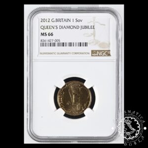 Moneda de Oro Soberano Jubileo Reina Isabel II - 2012 - NGC MS66 - Reverso