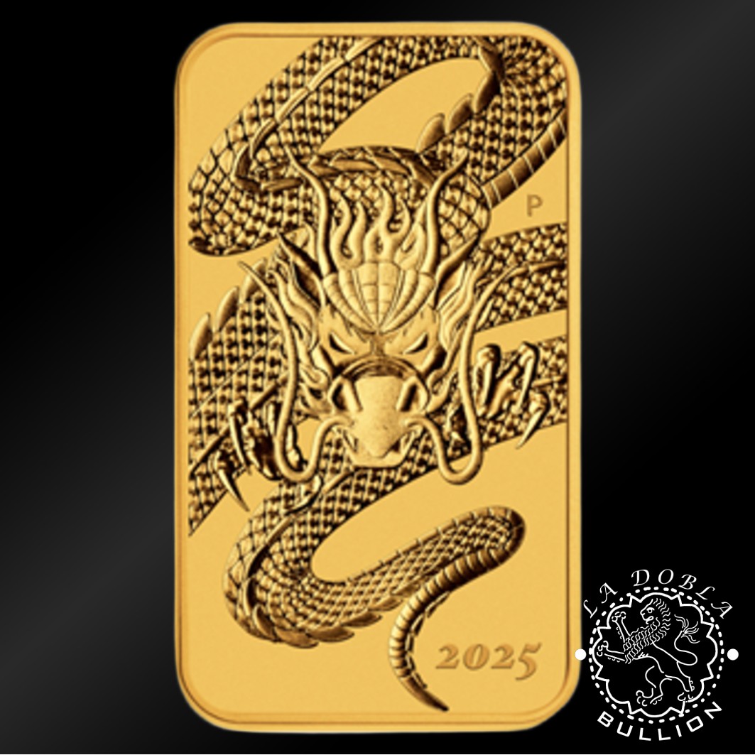 Lingote-Moneda de Oro Dragón Rectangular 1oz BU - Australia - 2025 - Reverso