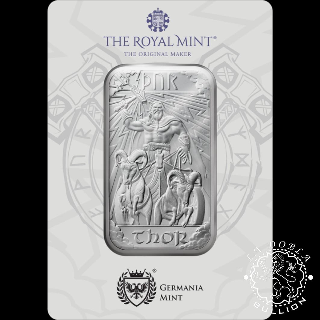 Lingote de Plata Norse Gods Thor 1 oz - Royal Mint & Germania Mint - Anverso