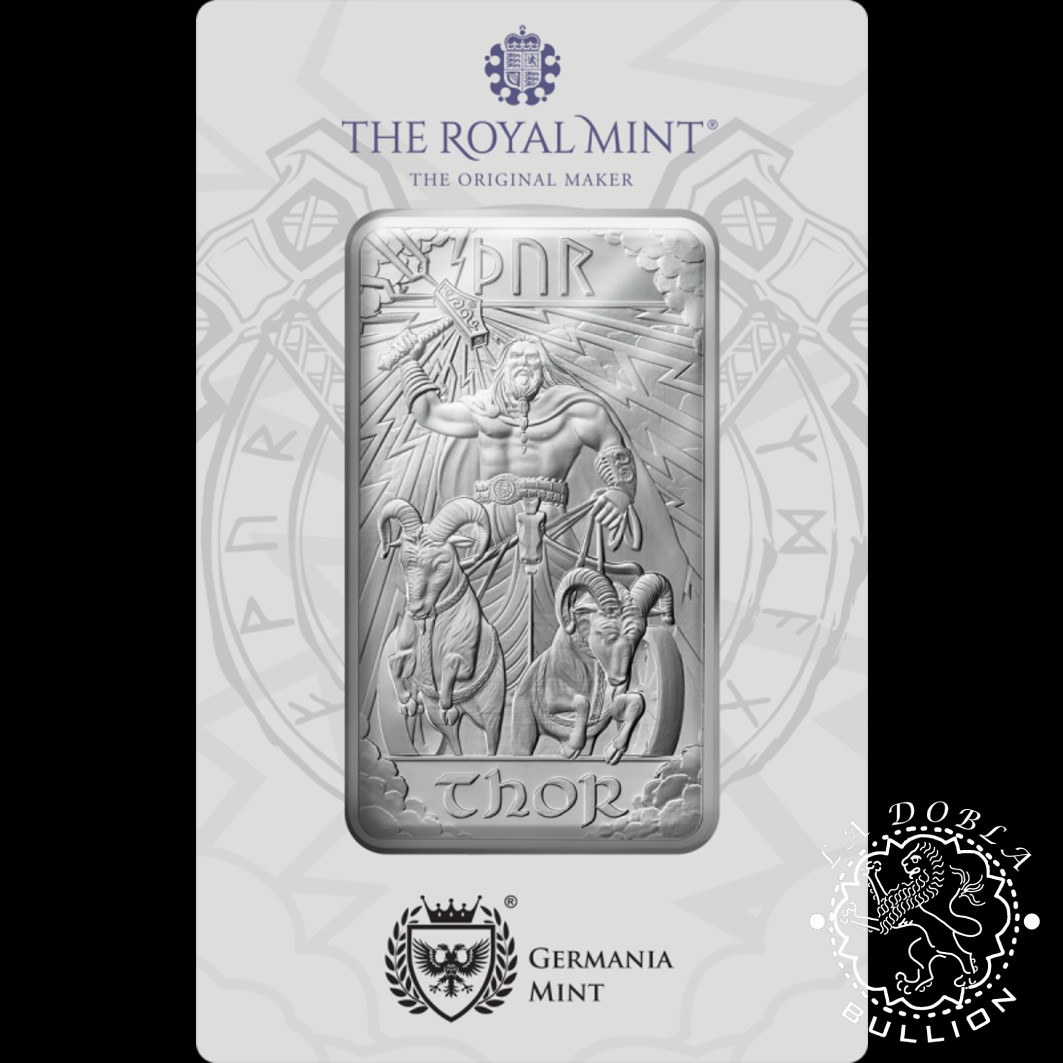 Lingote de Plata Norse Gods Thor 10 oz - Royal Mint & Germania Mint - Reverso