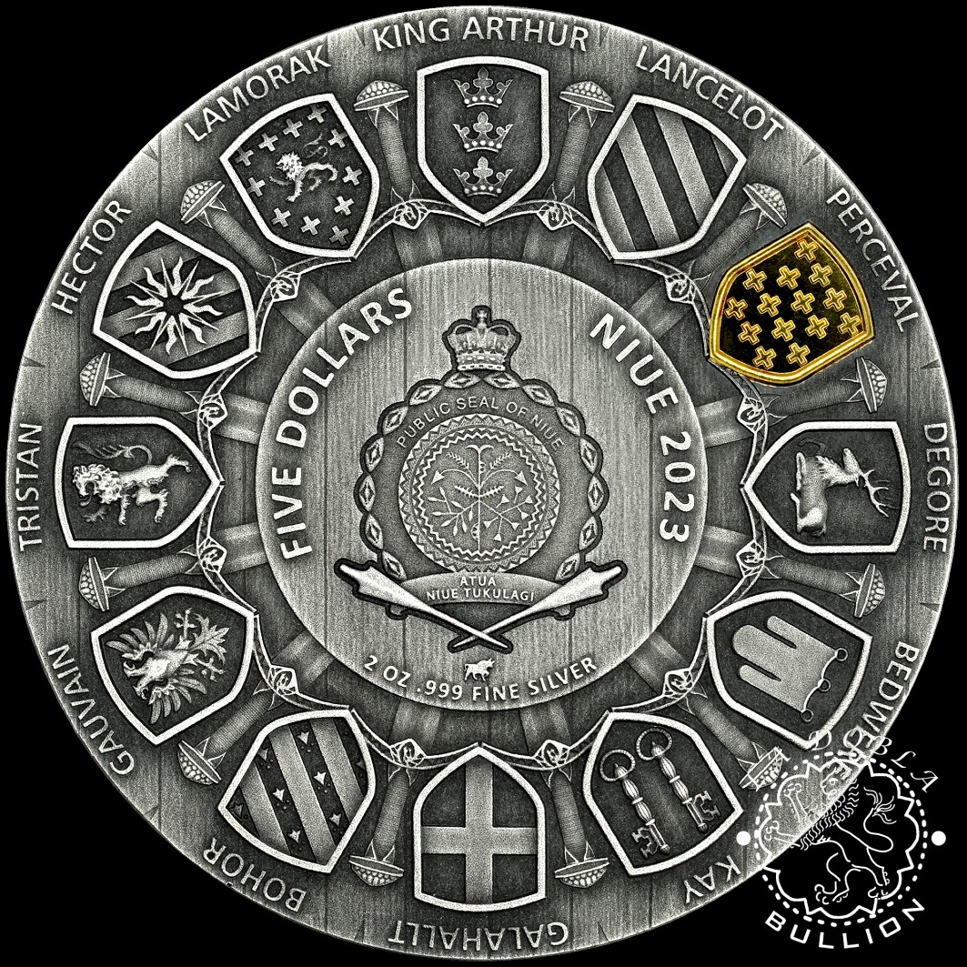 Moneda de Plata Camelot Sir Percival 2 oz Ultra High Relief - Niue - 2023 - Anverso