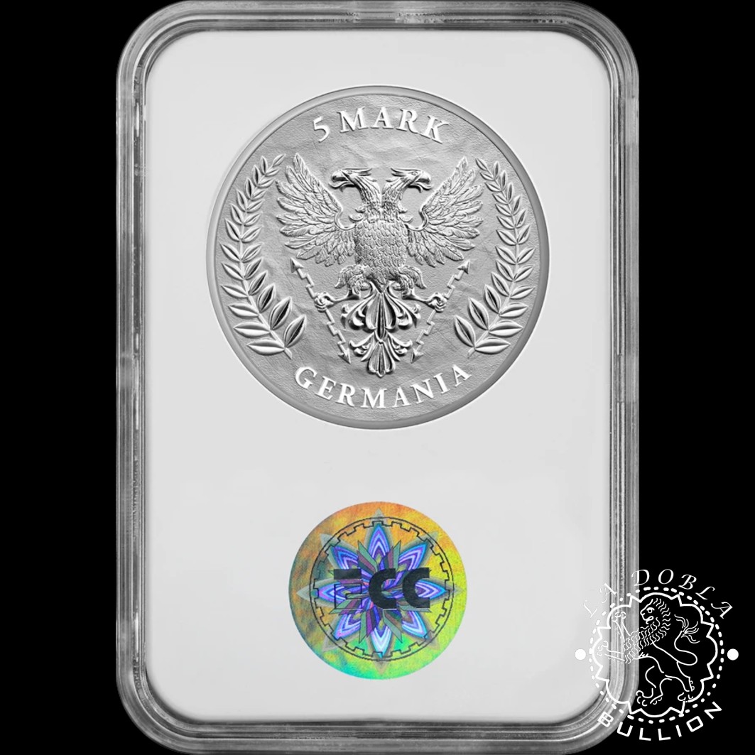 Moneda de Plata Germania 1 oz First Day of Production - MS70 - Germania - 2025 - Cápsula Anverso