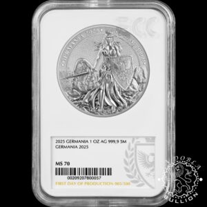 Moneda de Plata Germania 1 oz First Day of Production - MS70 - Germania - 2025 - Cápsula Reverso