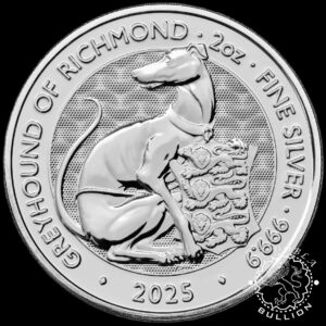 Moneda de Plata Tudor Beasts Greyhound of Richmond 2 oz BU - Reino Unido - 2025 - Reverso