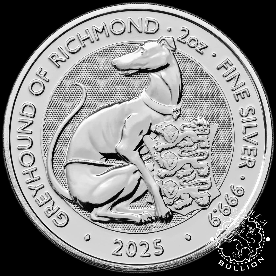 Moneda de Plata Tudor Beasts Greyhound of Richmond 2 oz BU - Reino Unido - 2025 - Reverso