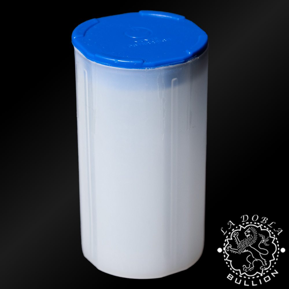 Tubo Vacío Oficial con Tapa Azul de la Münze Österreich para Moneda de Plata Filarmónica 1 Oz - Cerrado