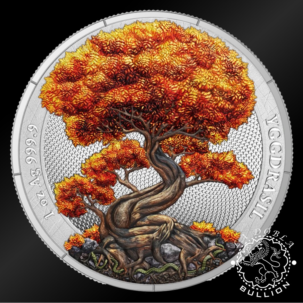 Moneda de Plata Mythical Forest Yggdrasil Autumn - 1 oz BU - 2025 - Reverso