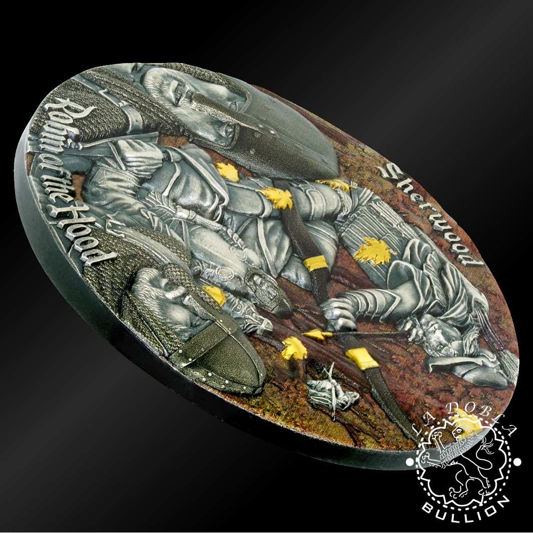 Moneda de Plata Sherwood Robin of the Hood 2 oz UHR - Camerún - 2024 - Lateral