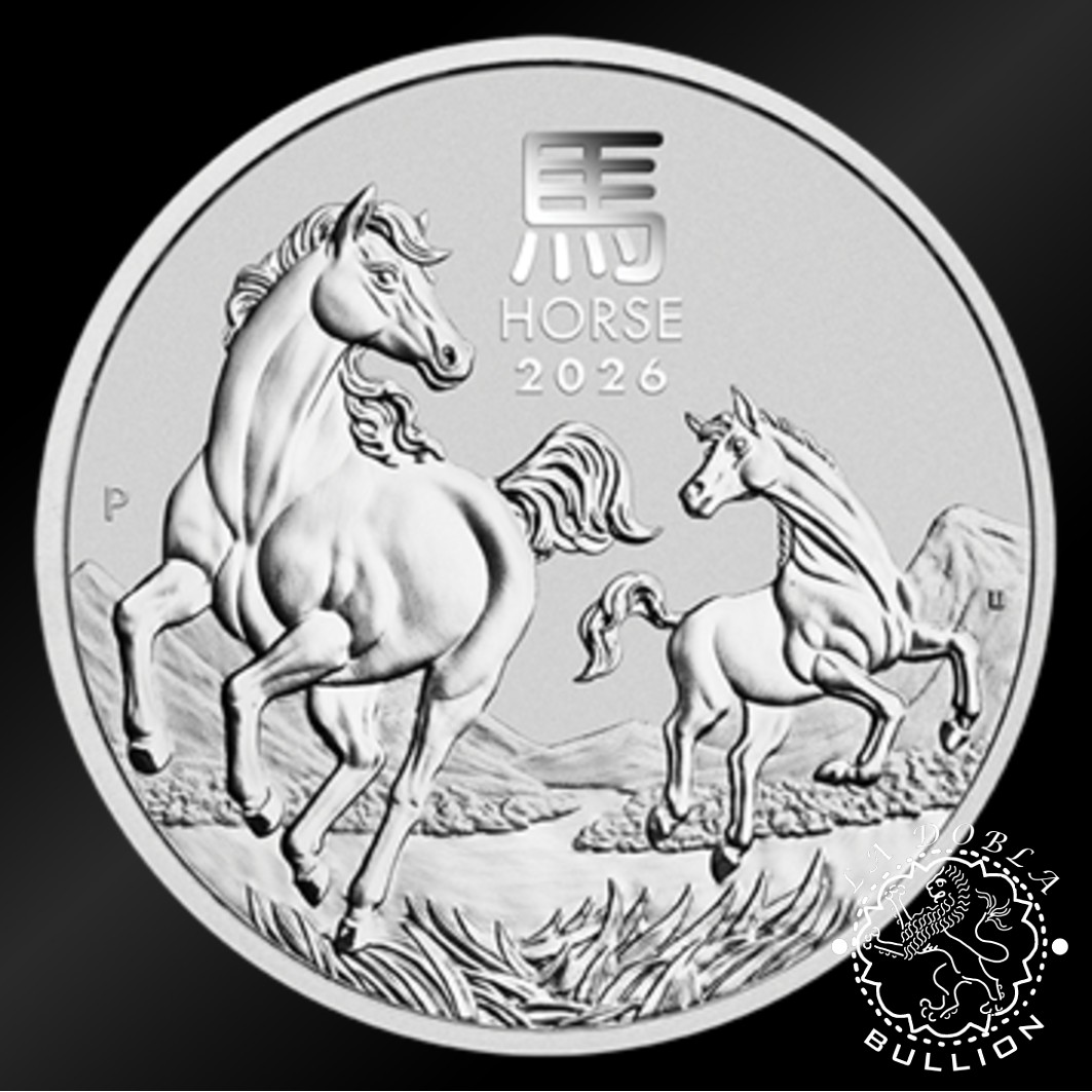 Moneda de Plata Serie Lunar III Caballo 1 oz BU - Australia - 2026 - Reverso