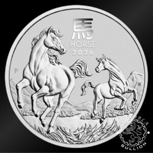 Moneda de Plata Serie Lunar III Caballo 2 oz BU - Australia - 2026 - Reverso