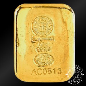 Lingote de Oro Fundido 50 g - ARGOR-HERAEUS - Vertical