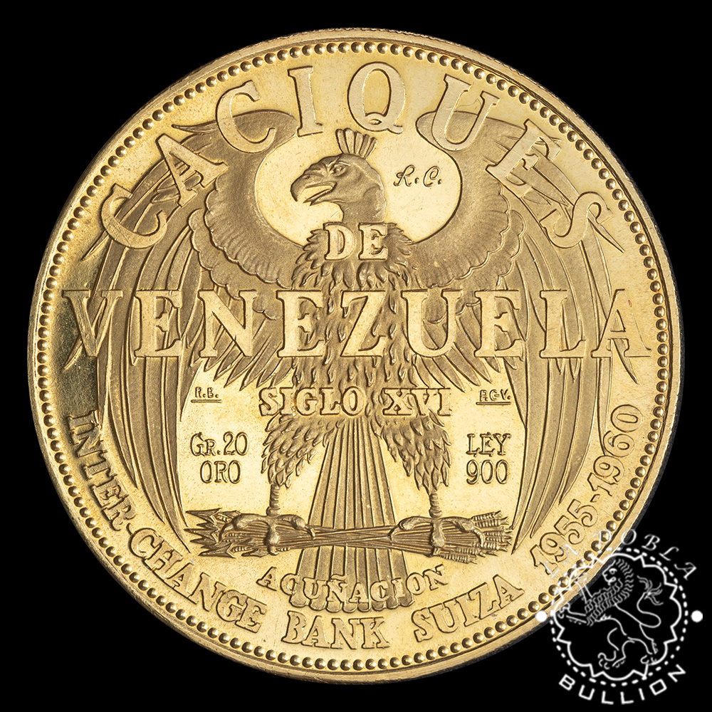 Moneda de Oro Caciques de Venezuela - 20 gramos - 1961 - Anverso
