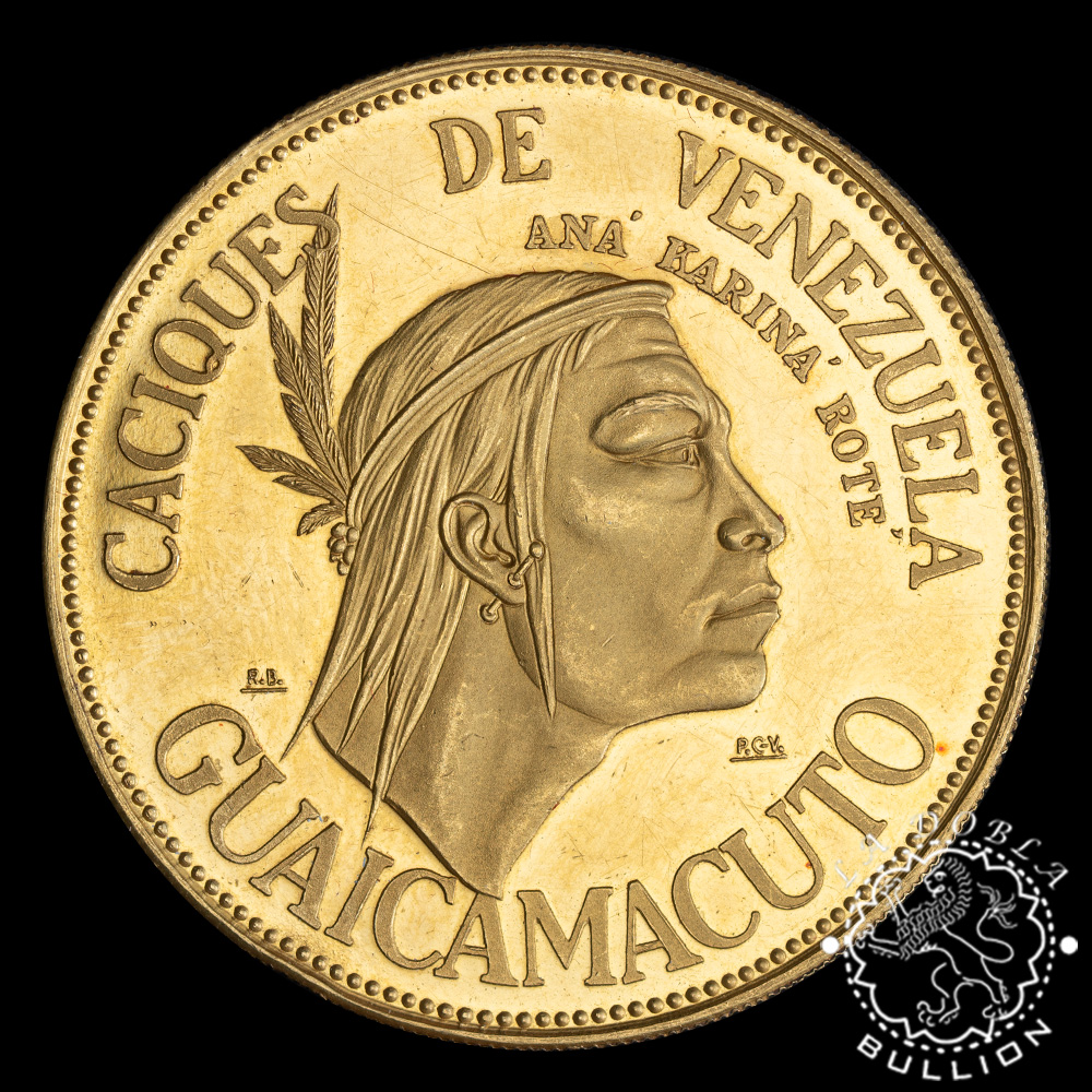 Moneda de Oro Caciques de Venezuela - 20 gramos - 1961 - Reverso