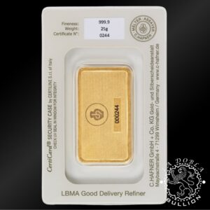 Lingote de Oro 25 g - C.Hafner - Anverso