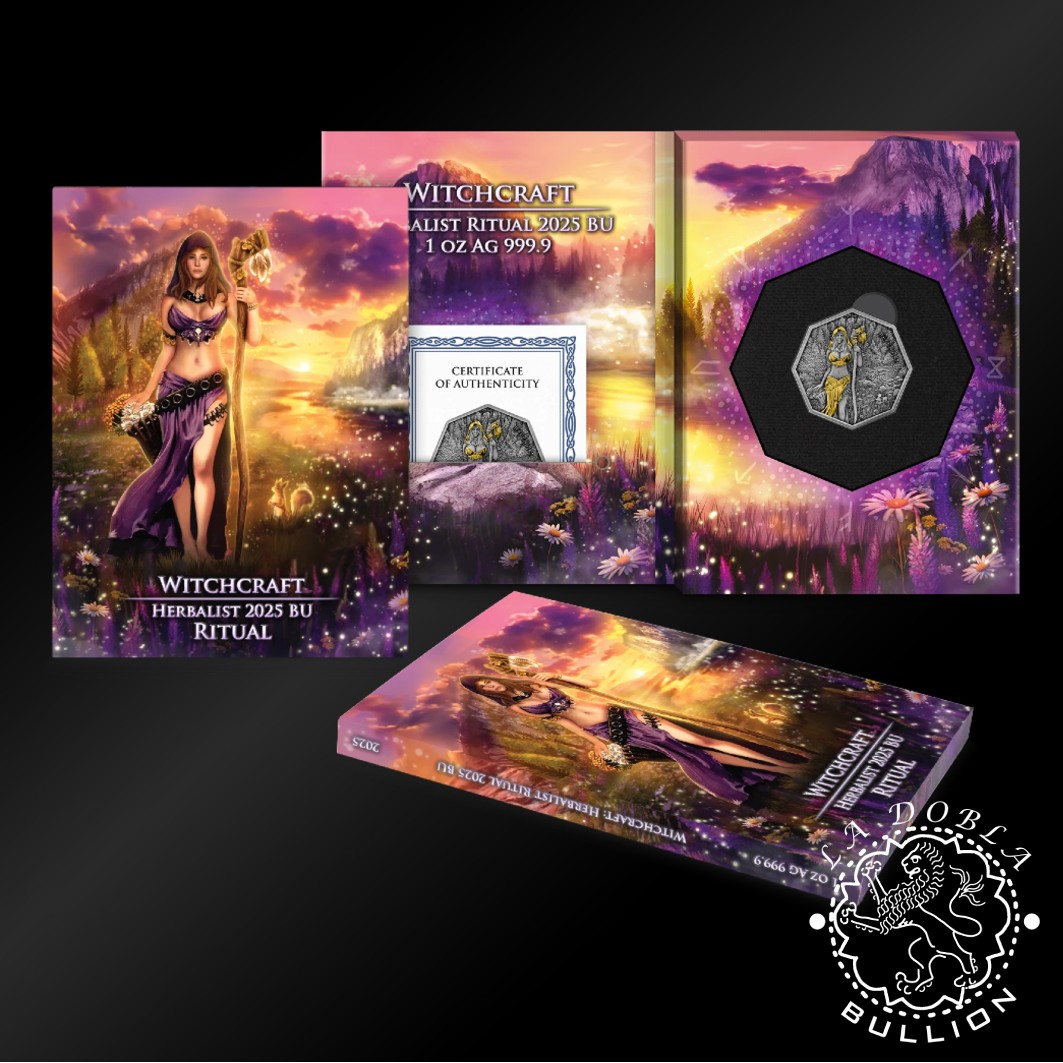 Moneda de Plata Witchcraft Herbalist Ritual 1 oz BU - Germania - 2025 - Estuche