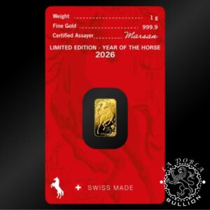Lingote de Oro Caballo 1 g - ARGOR-HERAEUS - Reverso