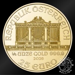 Moneda de Oro Filarmónica 1 4 oz BU - Austria - 2026 - Reverso