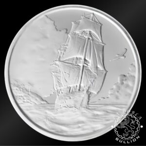 Moneda de Plata Barco de Vela 1 oz BU - Isla Ascensión - 2025 - Reverso