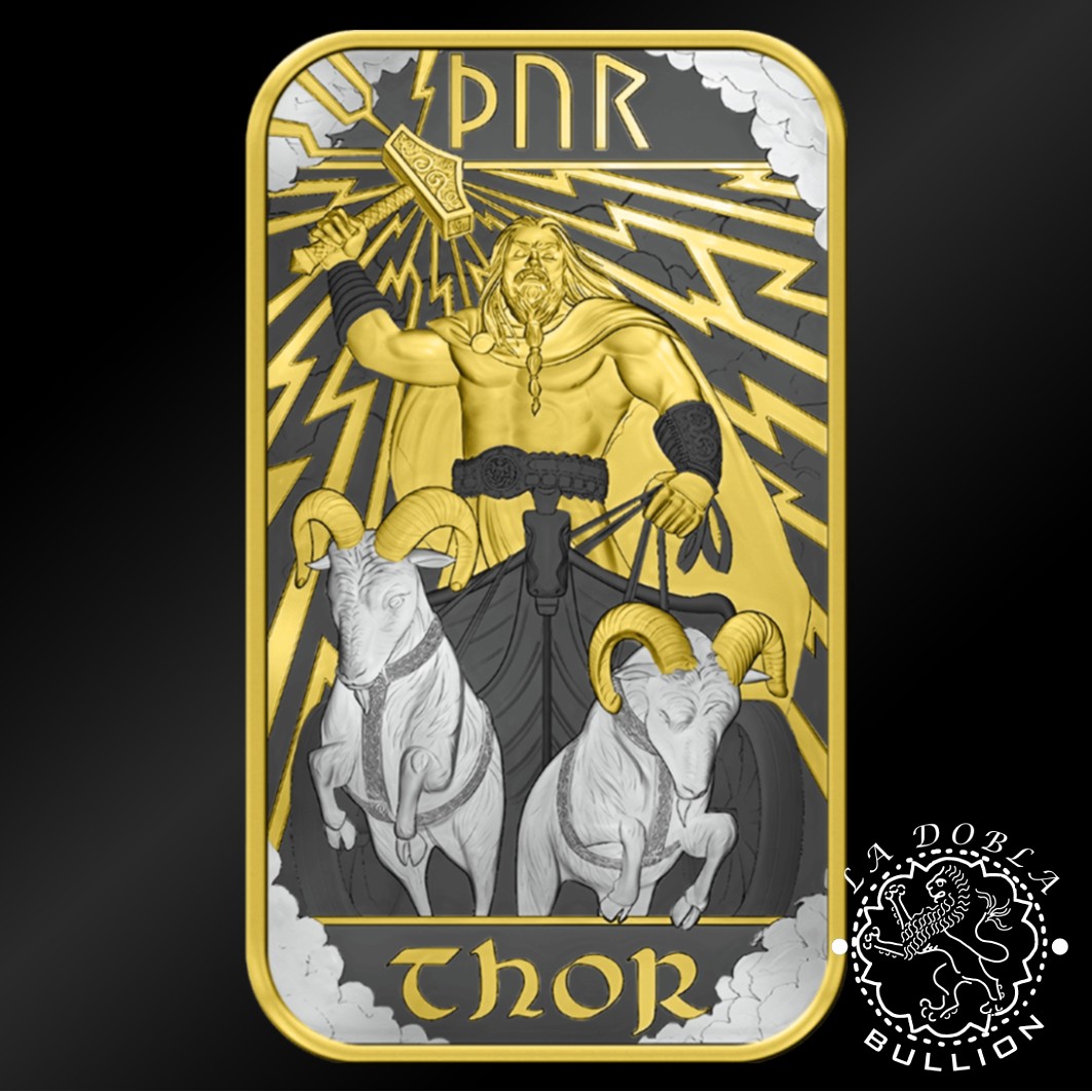 Lingote de Plata Norse Gods Special Edition Thor 1 oz - Royal Mint & Germania Mint - Reverso
