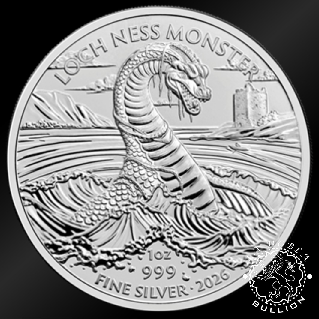 Moneda de Plata Legendary Creatures Loch Ness Monster 1 Oz BU - Reino Unido - 2026 - Reverso