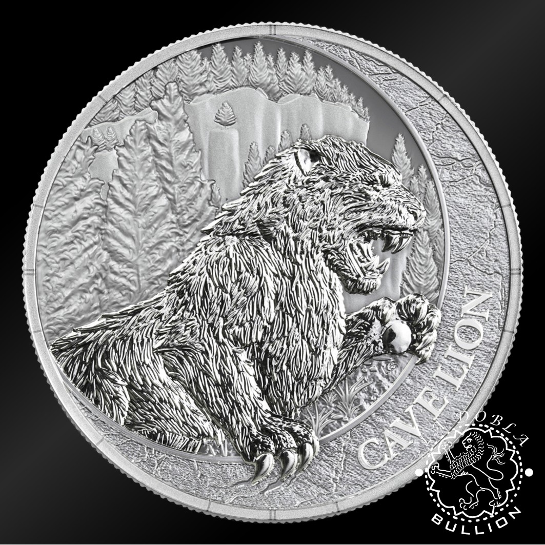 Moneda de Plata Megafauna León de las Cavernas 1 oz BU - Liberia - 2026 - Reverso